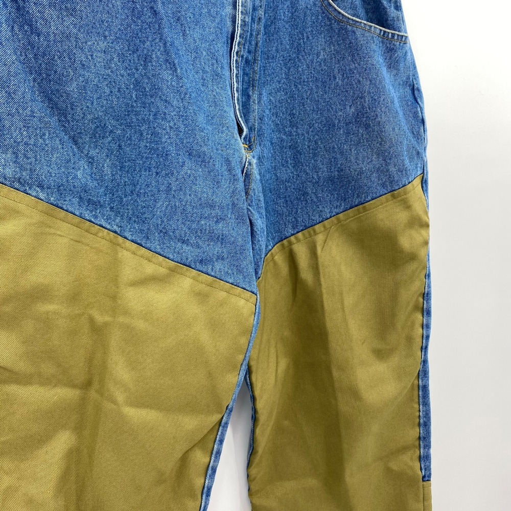 VINTAGE Remington Mens XL Blue Denim Olive Green Brush Guard Hunting Pants Jeans - Picture 4 of 9